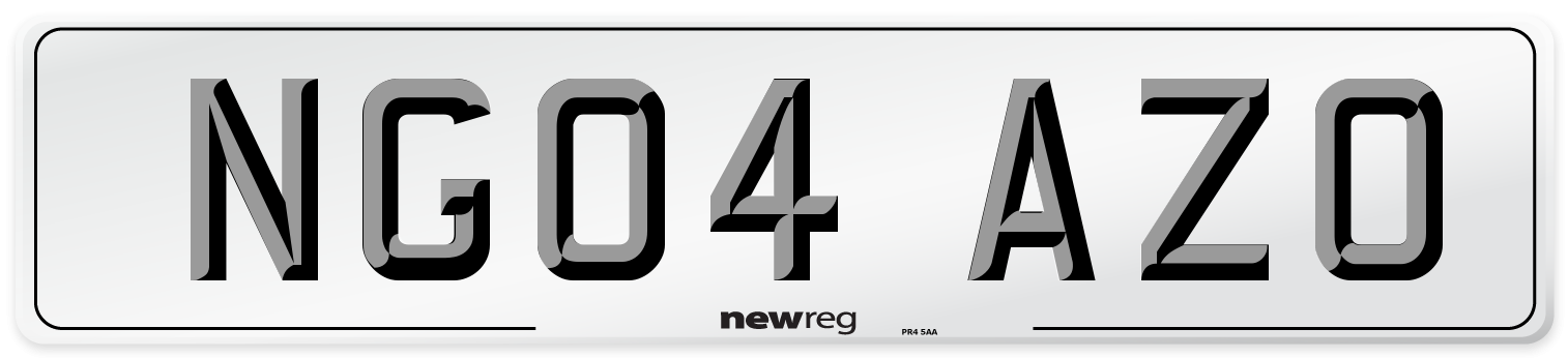 NG04 AZO Number Plate from New Reg